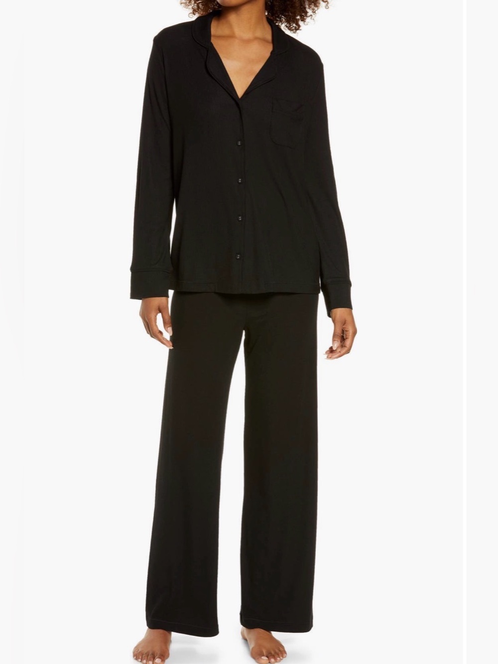 SKIMS Black ribbed sleep set S